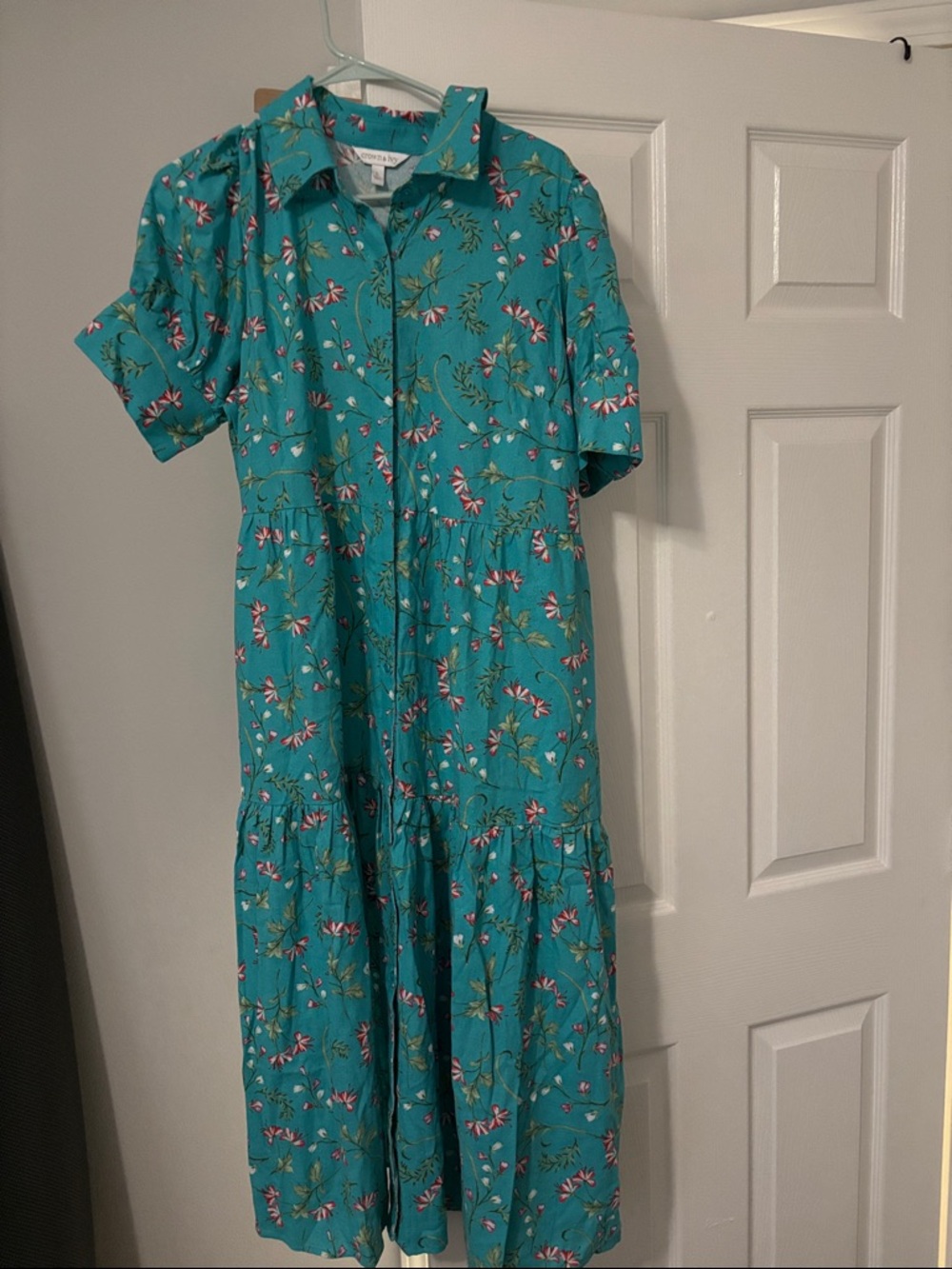 crown & ivy Teal Floral Midi Dress